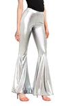 ADULT UNISEX METALLIC DISCO FLARE PANTS (SILVER)